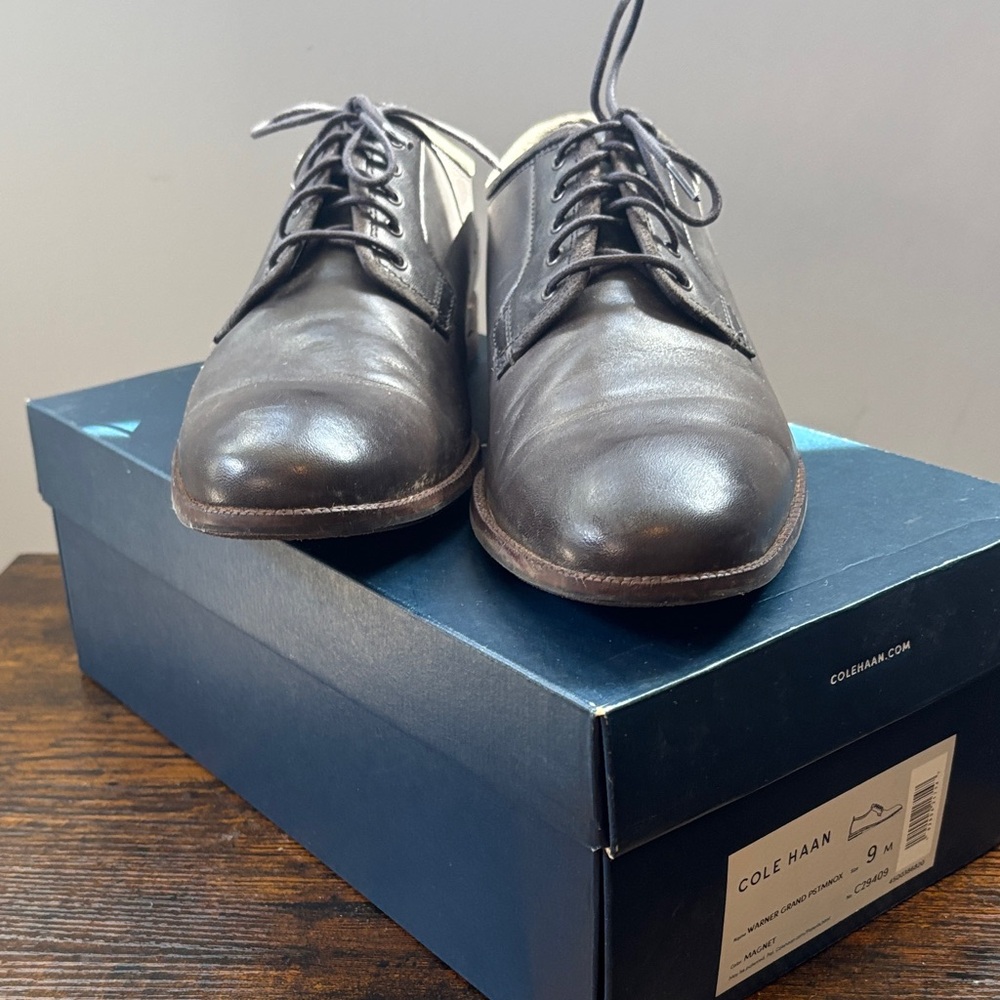 Cole Haan Men's Dark Brown Leather Derby Lace-Up Shoes